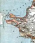Tuzla Spit on a 19th-century map of the Kuban region