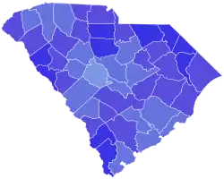 Blue counties were won by Riley