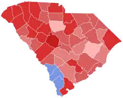 Red counties were won by Campbell and blue counties were won by Mitchell