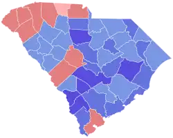 Blue counties were won by Hodges and red counties were won by Beasley