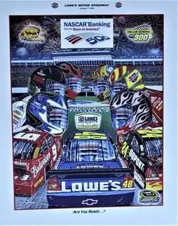 The 2009 NASCAR Banking 500 only from Bank of America program cover, with artwork by former NASCAR artist Sam Bass. "Are You Ready...?"