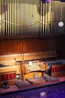 view of the organ and console in the theatre.