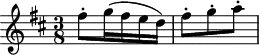  X:4 K:D M:3/8 L:1/4 .f/(g//f//e//d//)| .f/.g/.a/ | 
