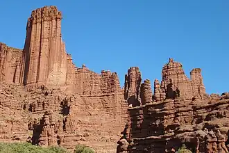 Northwest aspect (left) (Echo Tower, Ancient Art and Cottontail Tower to right)