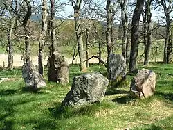 A photograph showing the Aboyne Stone Circle.