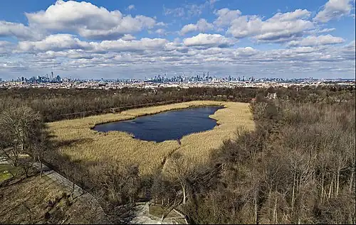 Aerial photograph of the Ridgewood Reservoir