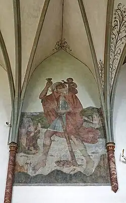 Saint Christopher mural in the nave