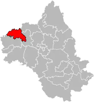 Situation of the canton of Lot et Montbazinois in the department of Aveyron