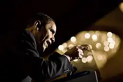 Barack Obama speaks at the Westin St. Francis Hotel in San Francisco, 2009