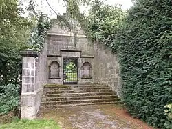 Balustrades, gateway and bridge on terrace to south east of Risley Hall