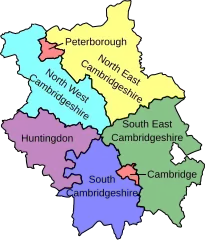 Map of parliamentary constituencies in Cambridgeshire 1997–2010