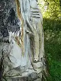 Tree stump with decorative carving