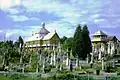 Church of the Intercession (1854 wood) and cemetery.