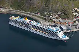 Costa Deliziosa anchoring at Honningsvåg, near North Cape.
