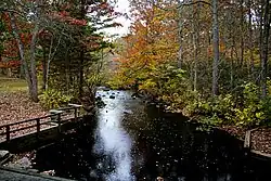 View from the covered bridge in Devil's Hopyard State Park.