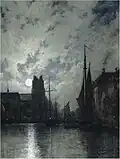 Canal in Dordrecht at moonlight