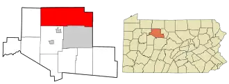 Location in Elk County and the state of Pennsylvania.