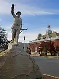 This statue of a WWI doughboy, with his arm outstretched, honors the men from Eufaula who perished in the war. It was erected and dedicated in 1920.