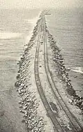 Tracks on breakwater