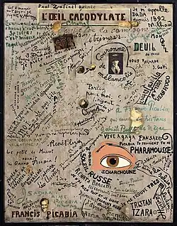 Francis Picabia, 1921, L'oeil cacodylate, oil and collage on canvas, 148.6 x 117.4 cm, Musée National d'Art Moderne, Paris