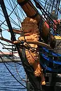 The figurehead, a two tailed lion carved by Andy Peters