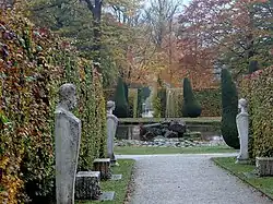 Series of herms and altars laid out in a Y to the east of the Ring Pond