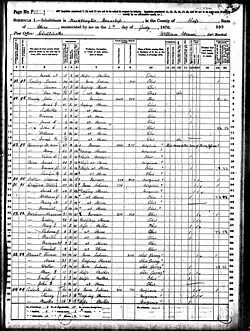 1870 federal census of Ross County, Ohio; the enumerator broke protocol to note of Madison Hemings, "This man is the son of Thomas Jefferson."