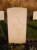 Headstone of F Short killed in trenches at Roclincourt