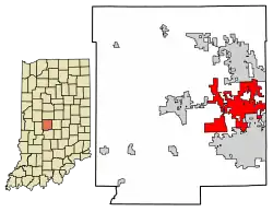 Location of Avon in Hendricks County, Indiana.