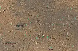Map of Iapygia quadrangle with major craters.