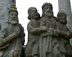 Jesus led away by two soldiers after Pontius Pilate has passed judgement