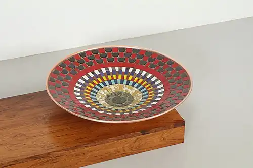 Large mosaic tile charger, 1960s. 570 mm DIA x 110 mm H