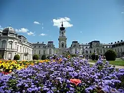 Front view of the palace from the garden fountain