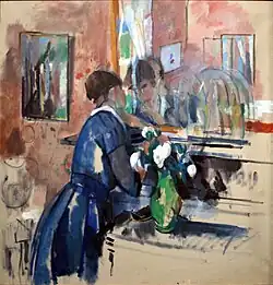 Rik Wouters (1914): Lady in blue before the mirror, Private collection.