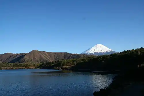 Lake Sai from West and with Mount Fuji in background