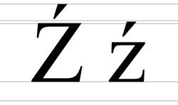 Upper and lower case of Ź.