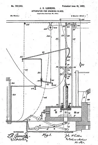 drawing of an apparatus for drawing glass
