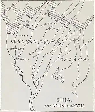 Map of Kingdom of Siha-Kibongoto, Masama and its chiefdoms c1890s