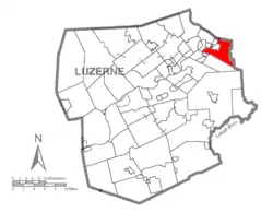 Location of Pittston Township in Luzerne County, Pennsylvania