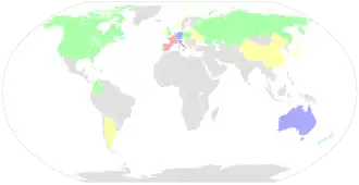 A map of the world showing the number of riders per nation participated in the race.