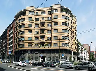 Typical Italian rationalist architecture, common style for residential buildings realized during the Fascist Regime