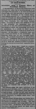 In 1875, the St. Louis Globe published this interview with Moses Key, a former slave of James Monroe