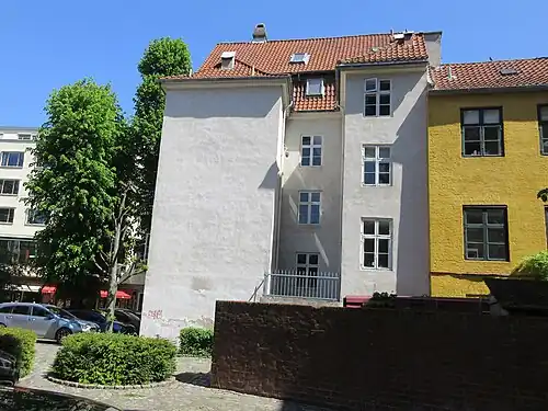 The rear side of the building.