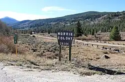 The entrance to Norrie along Frying Pan Road at mile marker 28.