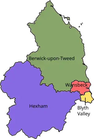 Map of parliamentary constituencies in Northumberland 1983-2010