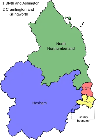 Map of parliamentary constituencies in Northumberland 2024-present
