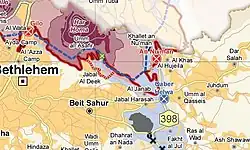 Khallet an An Nu'man in a 2018 United Nations map, showing the access restrictions.