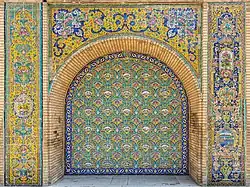 A picture of the Qashani wall tiles of Shams-ol-Emareh mansion in Golestan Palace