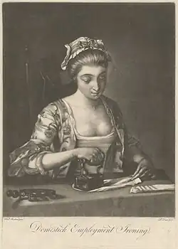 Philip Dawe after Morland, Domestick Employment Ironing, ca. 1769 Yale Center for British Art