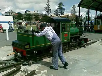 Turning a miniature locomotive on the seafront line at Semaphore